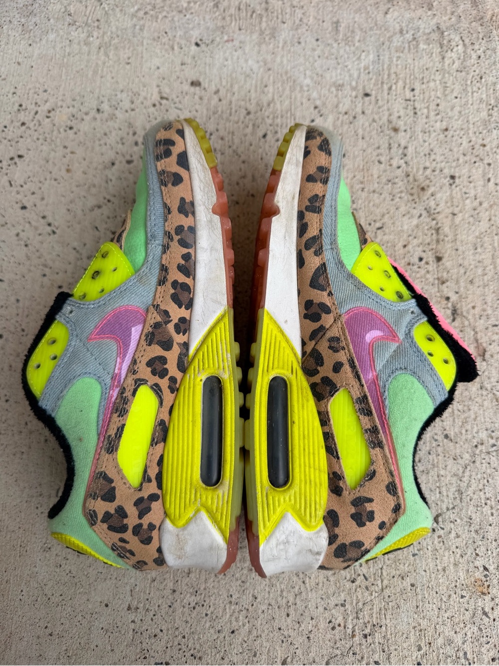 Nike Air Max 90 LX Illusion Green Denim Leopard Womens Size 9 CW3499 - Picture 9 of 12